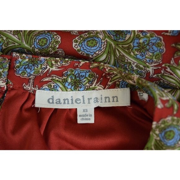 DANIEL RAINN FLORAL BROCADE PATTERN RED GREEN MINI DRESS - Picture 5 of 6